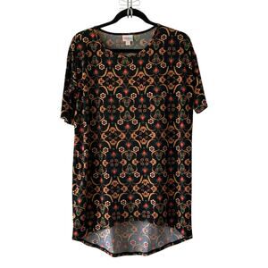 NWT Lularoe Irma Tunic Sz XXS Black Yellow Folk High Low Shirt Top NEW LLR